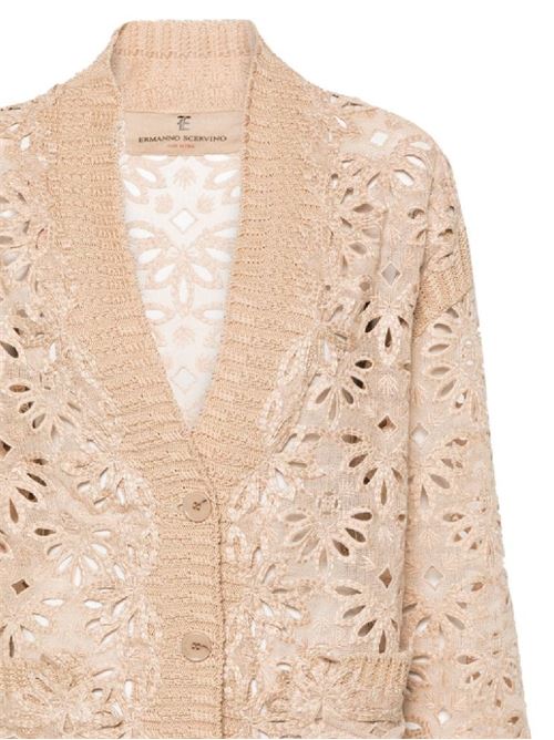 Beige cotton mesh cardigan Ermanno Scervino | D445N319EZC51116